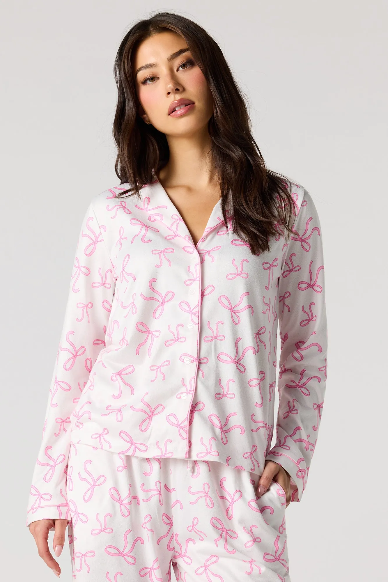 Flannel Button-Up Long Sleeve Top & Pajama Pant sold by Urban Planet product image thumbnail 2