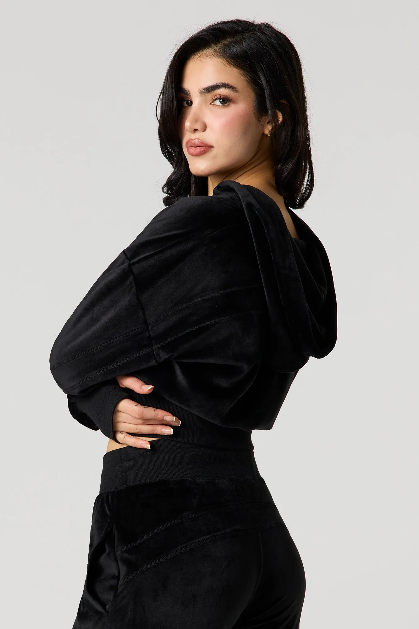 Velour Quarter Zip Hoodie sold by Urban Planet product image thumbnail 5