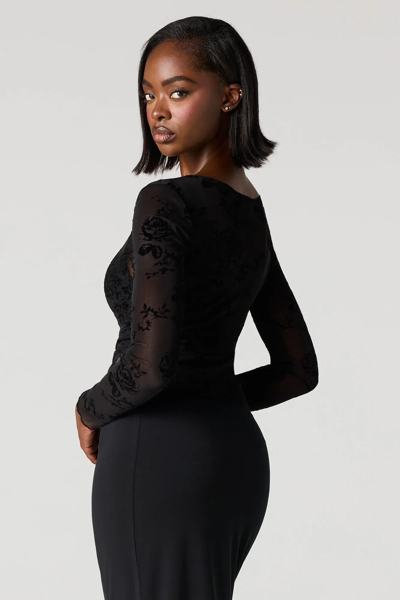 Floral Flocked Print Classic Top sold by Urban Planet product image thumbnail 2