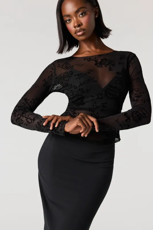 Floral Flocked Print Classic Top sold by Urban Planet