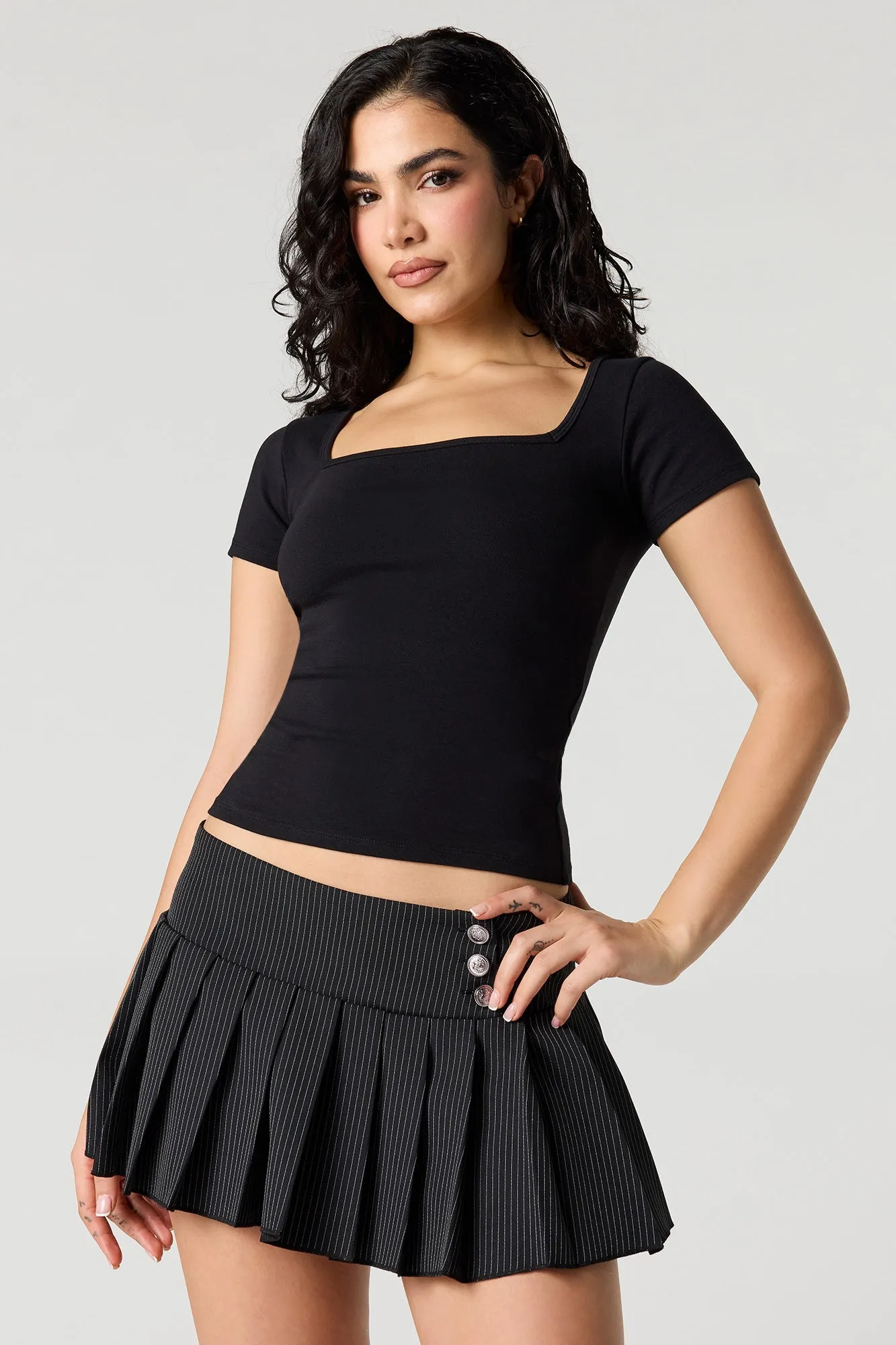 Square Neck Short Sleeve Top sold by Urban Planet product image thumbnail 4