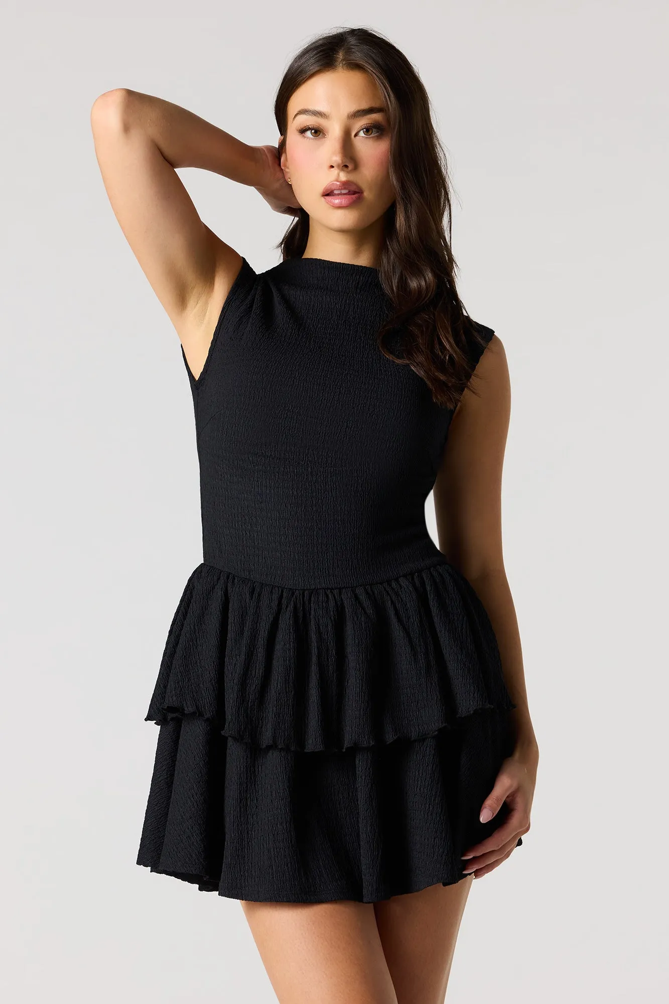 Jacquard Knit Tiered Ruffled Mini Dress sold by Urban Planet product image thumbnail 4