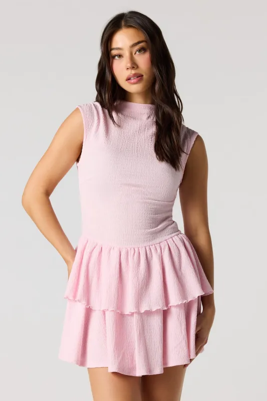 Jacquard Knit Tiered Ruffled Mini Dress sold by Urban Planet
