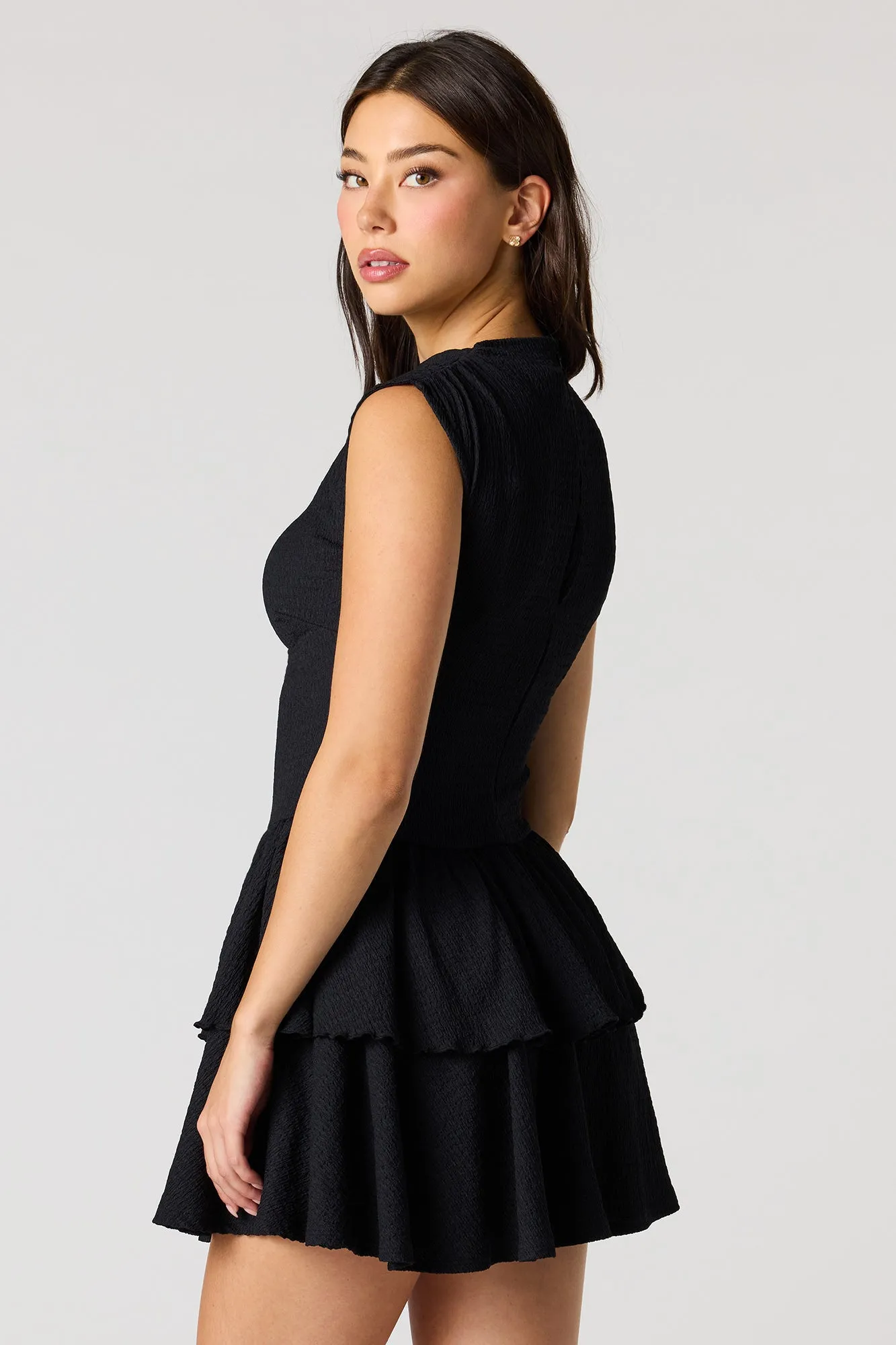 Jacquard Knit Tiered Ruffled Mini Dress sold by Urban Planet product image thumbnail 5