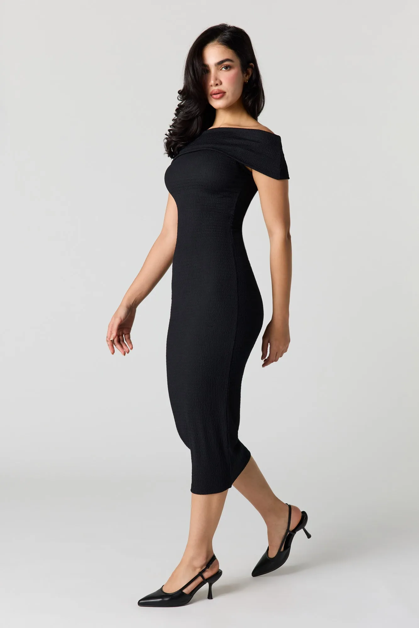 Textured Off Shoulder Midi Dress sold by Urban Planet product image thumbnail 5