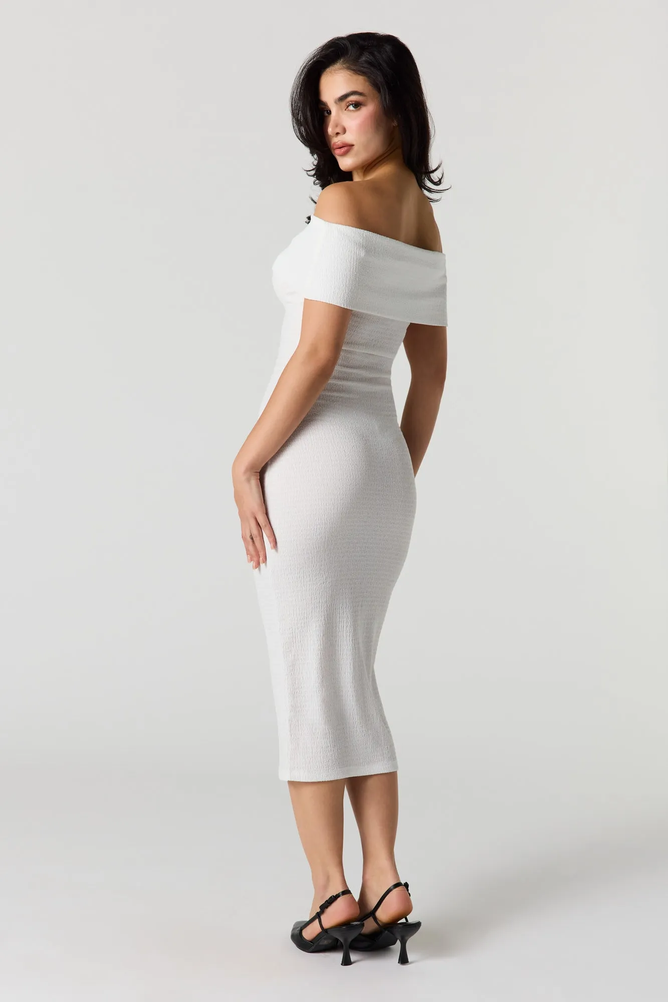Textured Off Shoulder Midi Dress sold by Urban Planet product image thumbnail 3
