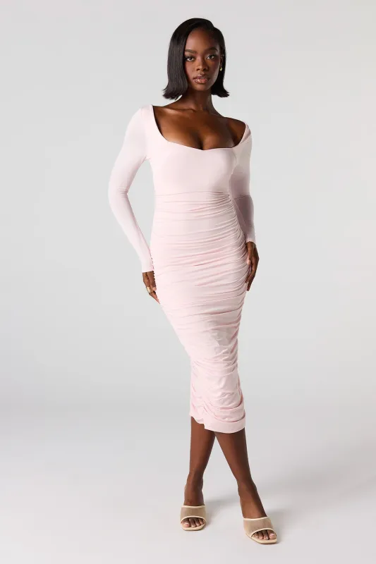 Ruched Long Sleeve Braless Midi Dress sold by Urban Planet