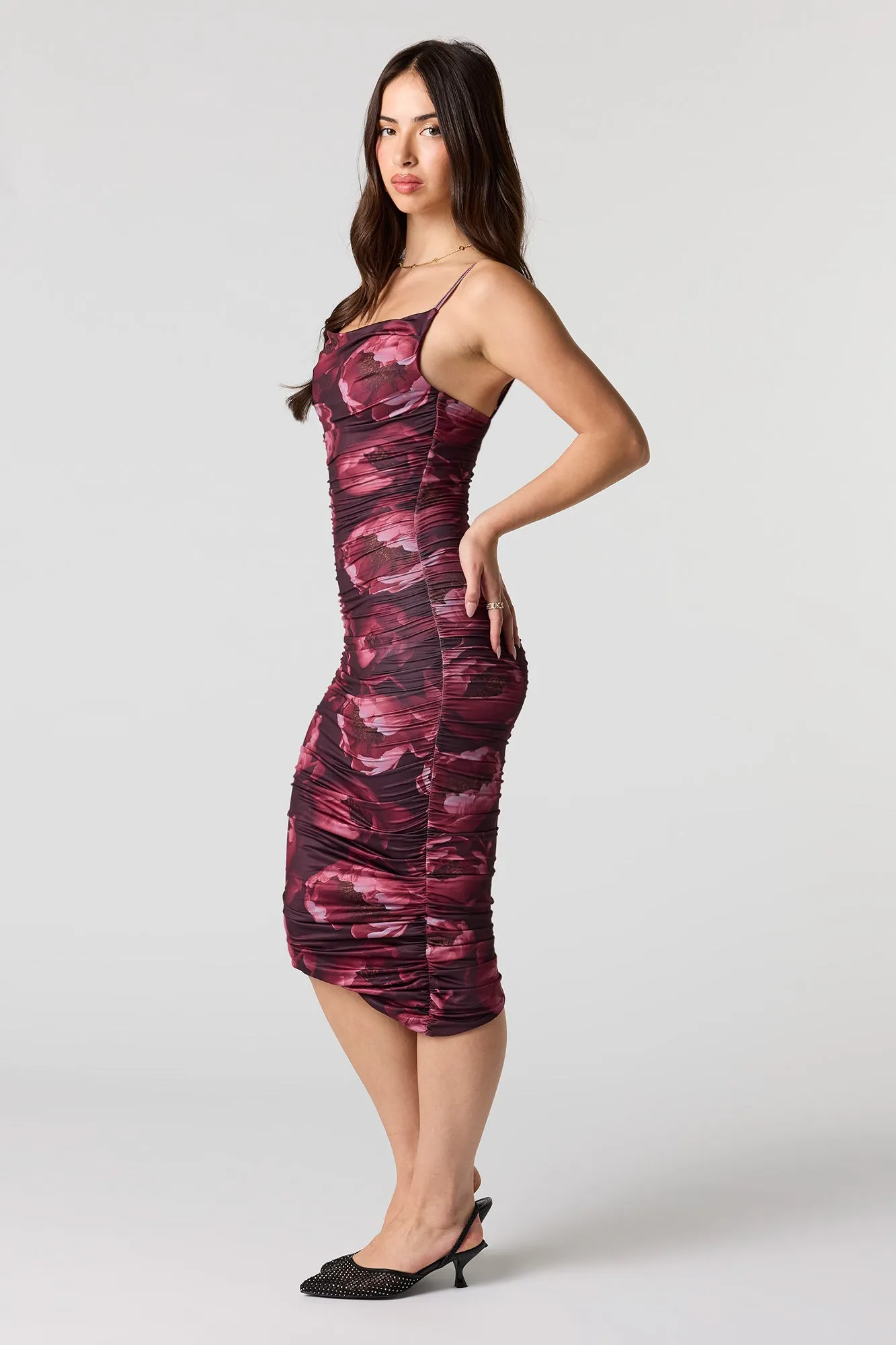 Contour Ruched Cowl Neck Asymmetrical Midi Dress sold by Urban Planet product image thumbnail 2