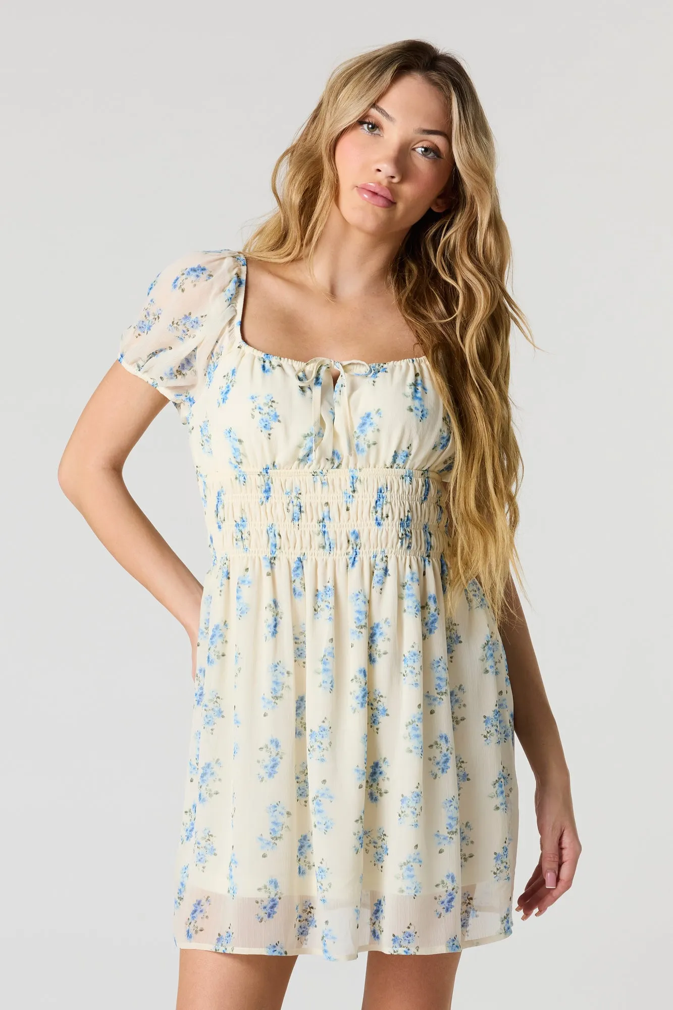Floral Chiffon Puff Sleeve Mini Dress sold by Urban Planet product image thumbnail 4
