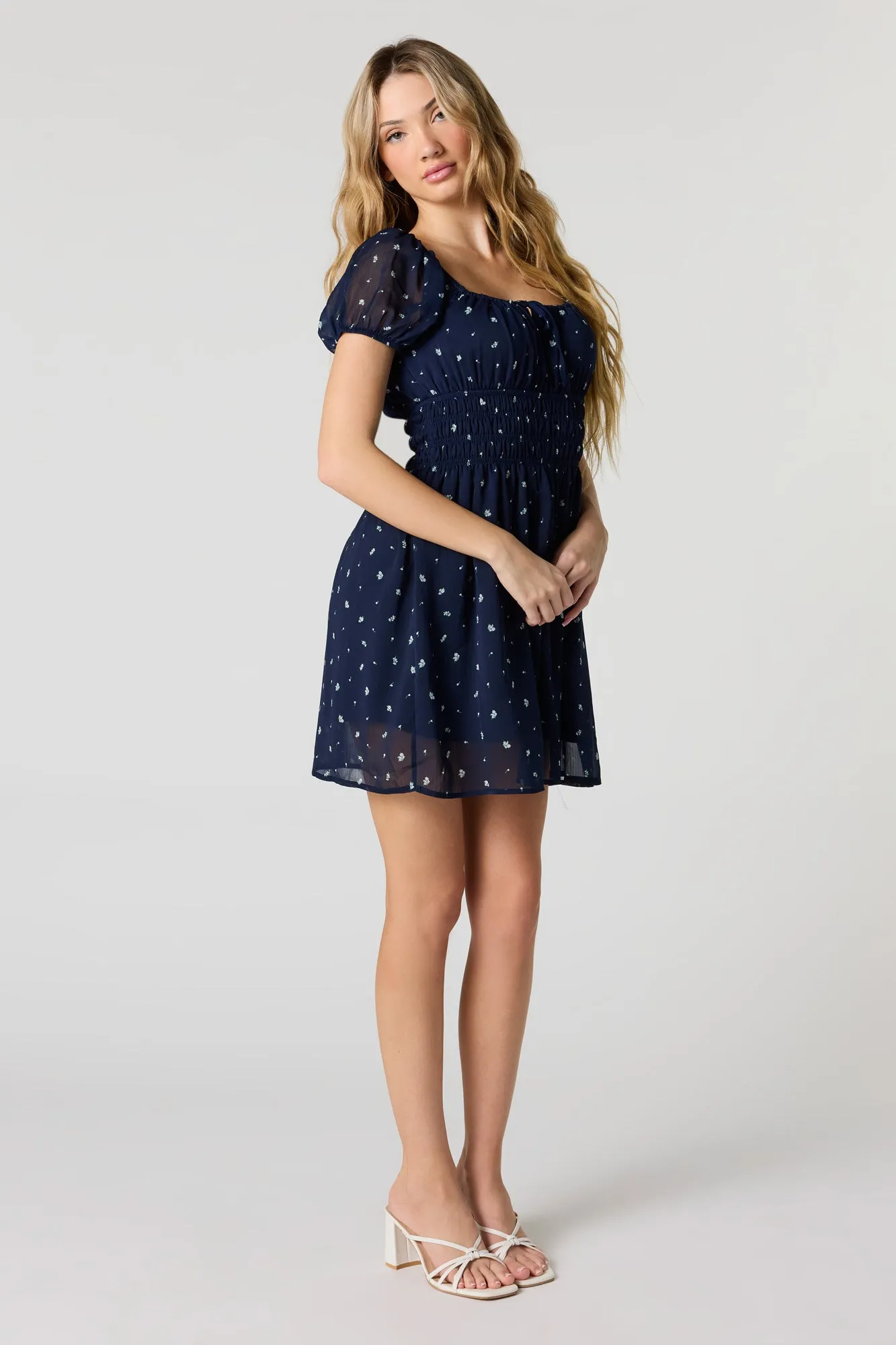 Floral Chiffon Puff Sleeve Mini Dress sold by Urban Planet product image thumbnail 3
