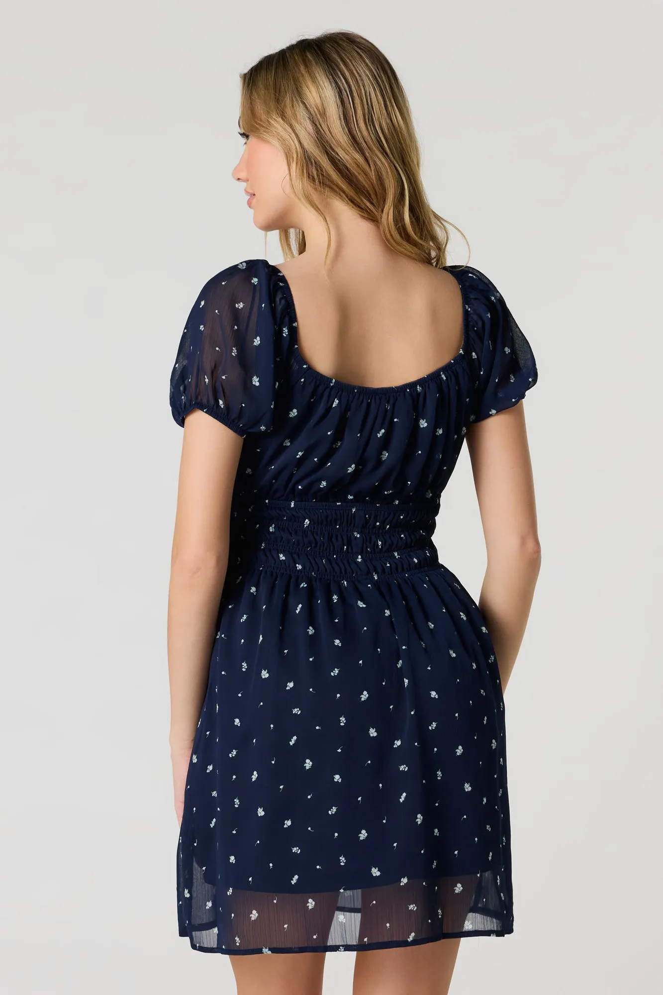 Floral Chiffon Puff Sleeve Mini Dress sold by Urban Planet product image thumbnail 2