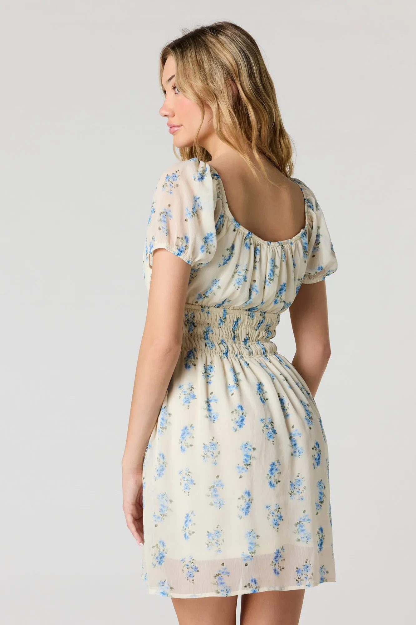 Floral Chiffon Puff Sleeve Mini Dress sold by Urban Planet product image thumbnail 5
