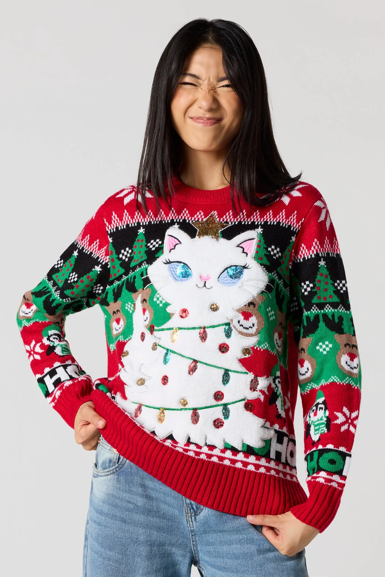 Furry Cat Christmas Sweater sold by Urban Planet