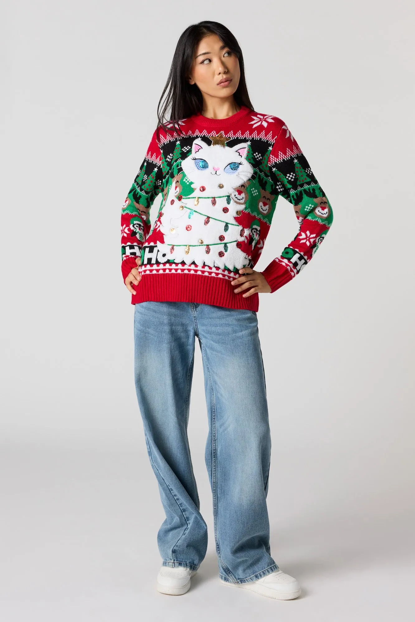 Furry Cat Christmas Sweater sold by Urban Planet product image thumbnail 3