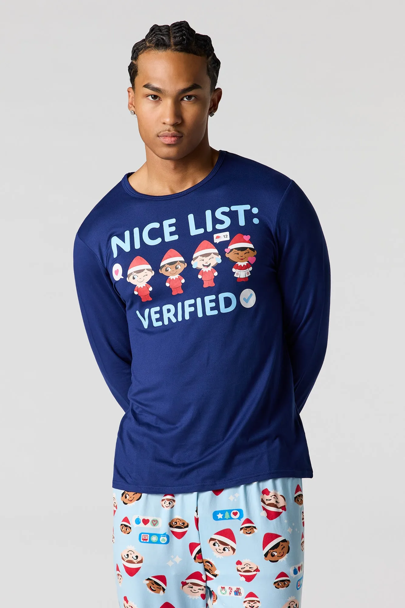 Mens Fammy Jammies Texting Crew The Elf on the Shelf® Pajama Set sold by Urban Planet product image thumbnail 2