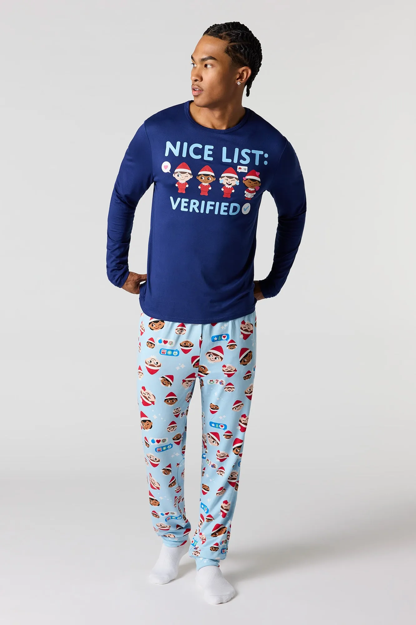 Mens Fammy Jammies Texting Crew The Elf on the Shelf® Pajama Set sold by Urban Planet product image thumbnail 5