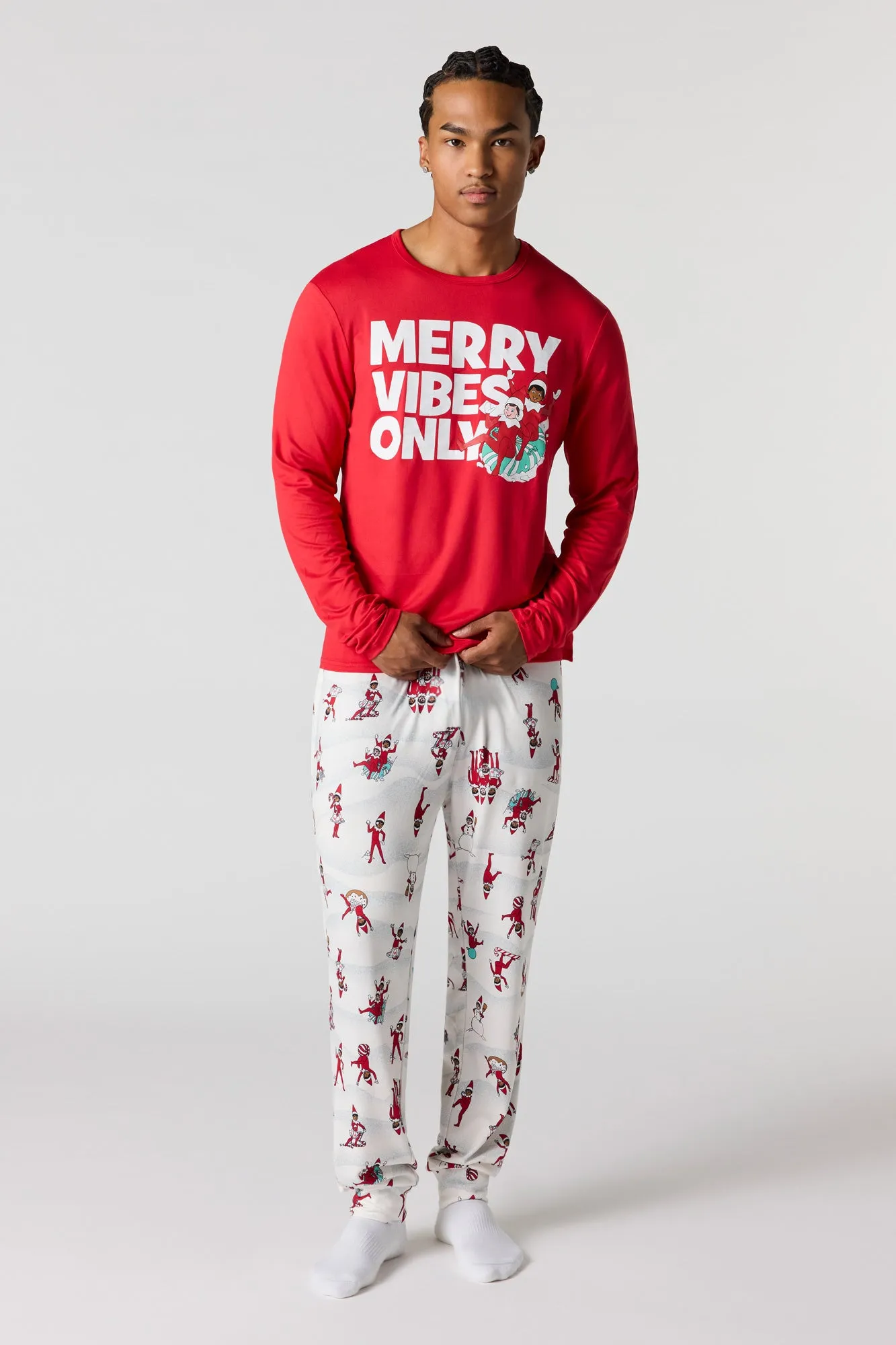 Mens Fammy Jammies Merry Vibes The Elf on the Shelf® Pajama Set sold by Urban Planet product image thumbnail 5