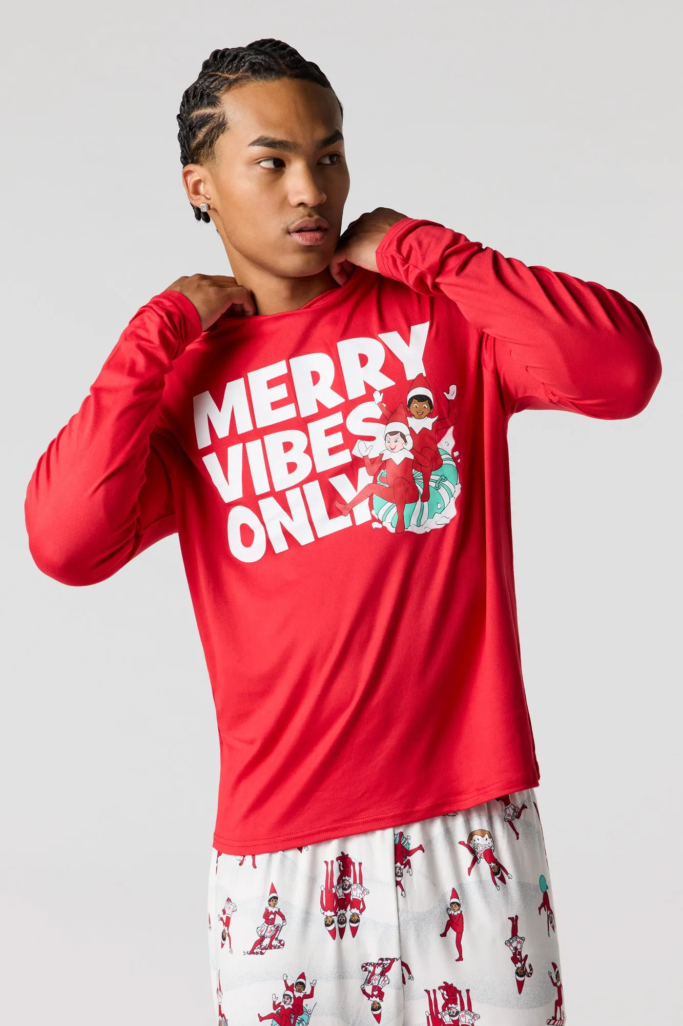 Mens Fammy Jammies Merry Vibes The Elf on the Shelf® Pajama Set sold by Urban Planet product image thumbnail 2