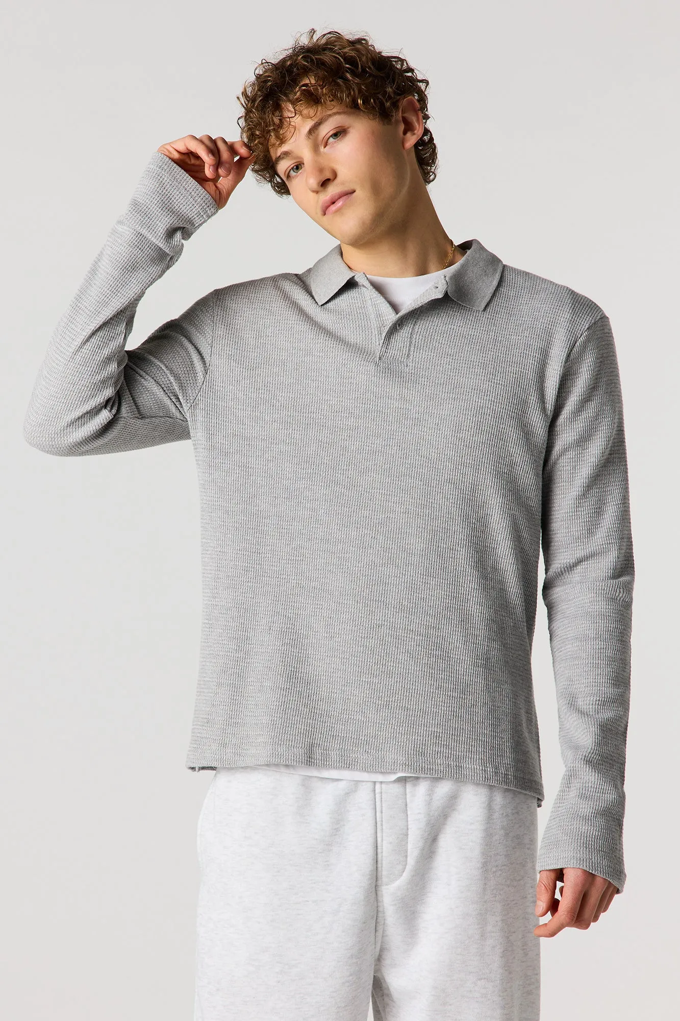 Waffle Knit Polo Top sold by Urban Planet product image thumbnail 4