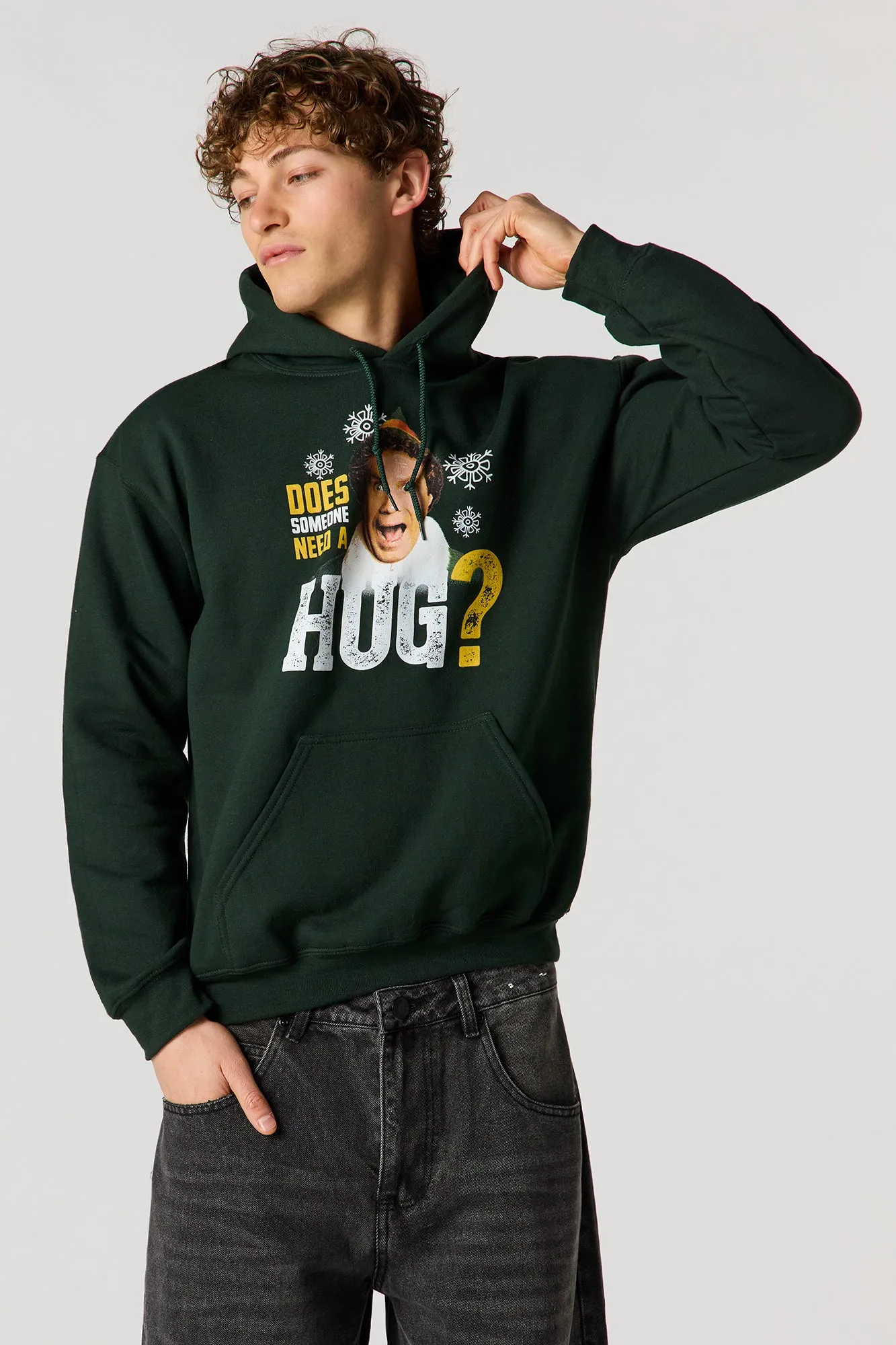 Elf Hug Graphic Christmas Fleece Hoodie sold by Urban Planet