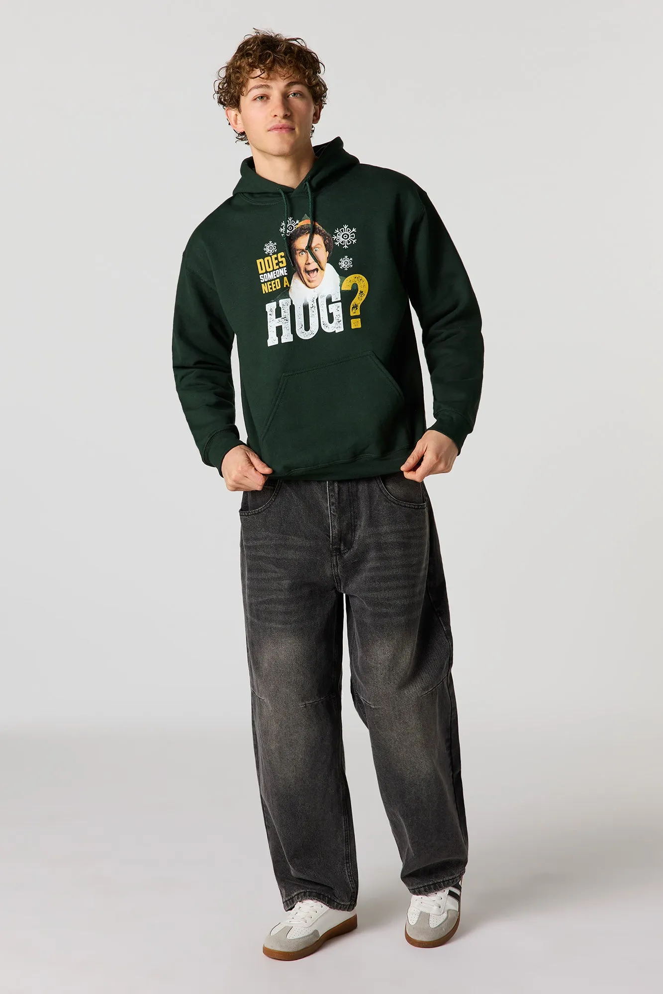 Elf Hug Graphic Christmas Fleece Hoodie sold by Urban Planet product image thumbnail 3