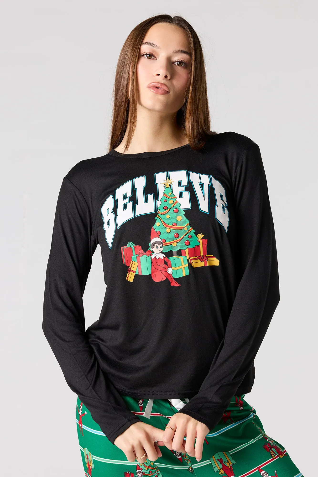 Womens Fammy Jammies Believe The Elf on the Shelf® Pajama Set sold by Urban Planet product image thumbnail 2