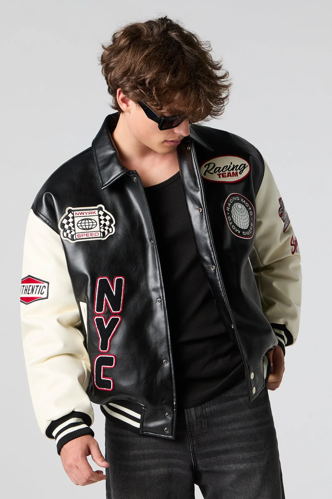 Blouson d'aviateur de course en similicuir sold by Urban Planet product image thumbnail 4