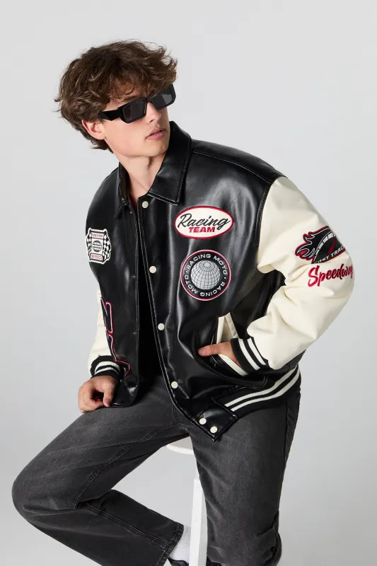 Blouson d'aviateur de course en similicuir sold by Urban Planet