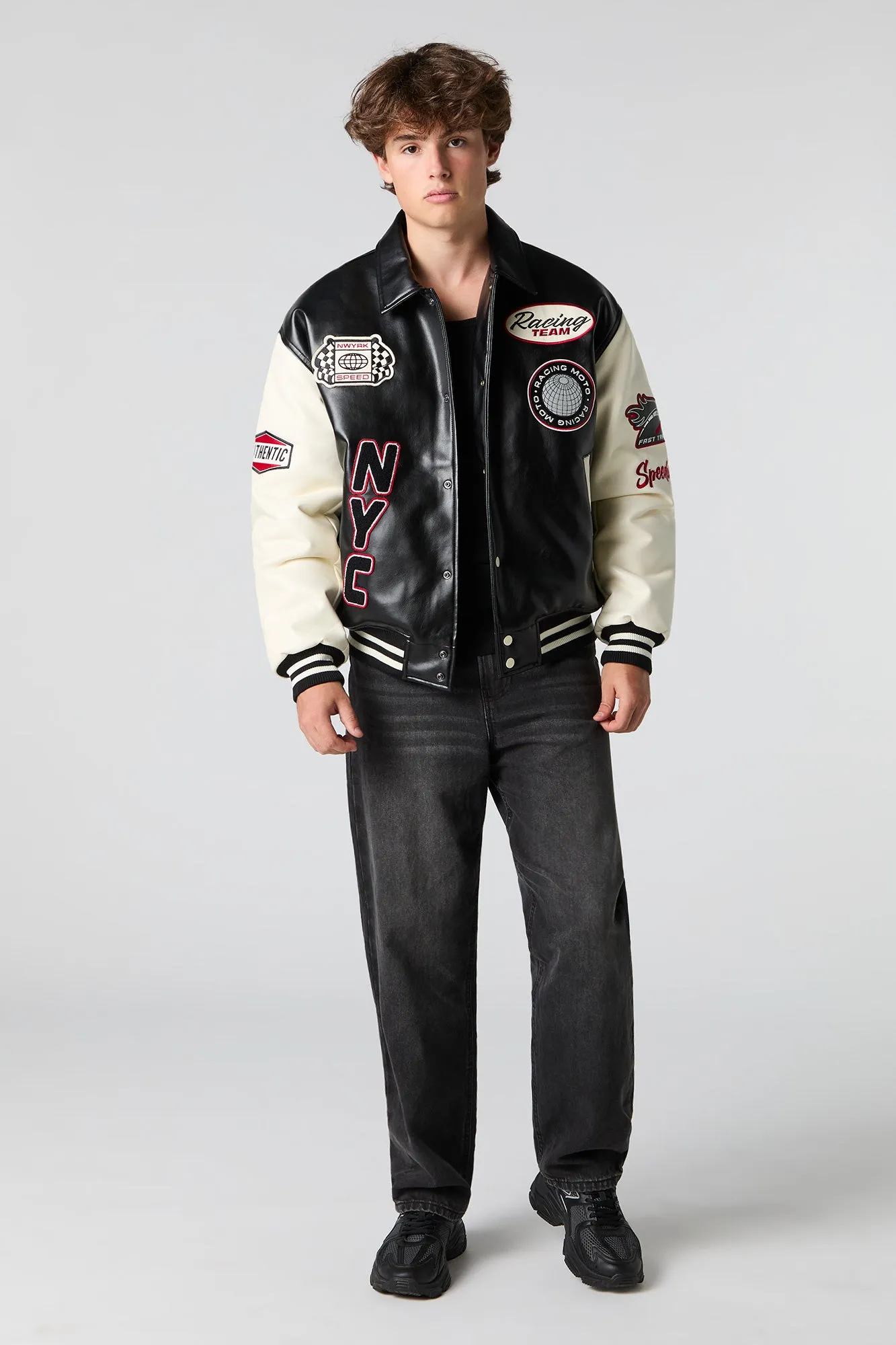 Blouson d'aviateur de course en similicuir sold by Urban Planet product image thumbnail 3