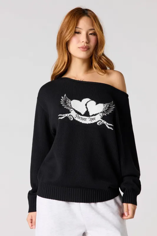 Embroidered Off Shoulder Sweater sold by Urban Planet