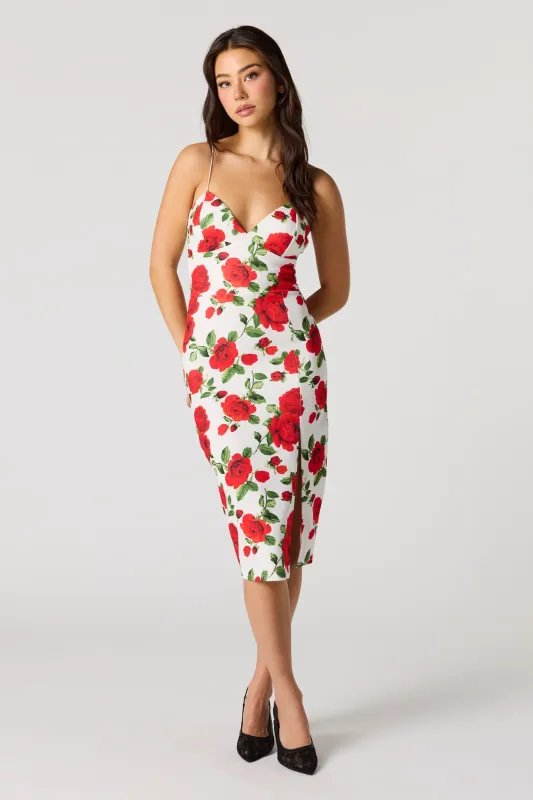 Crepe Fitted Slit Braless Midi Dress sold by Urban Planet