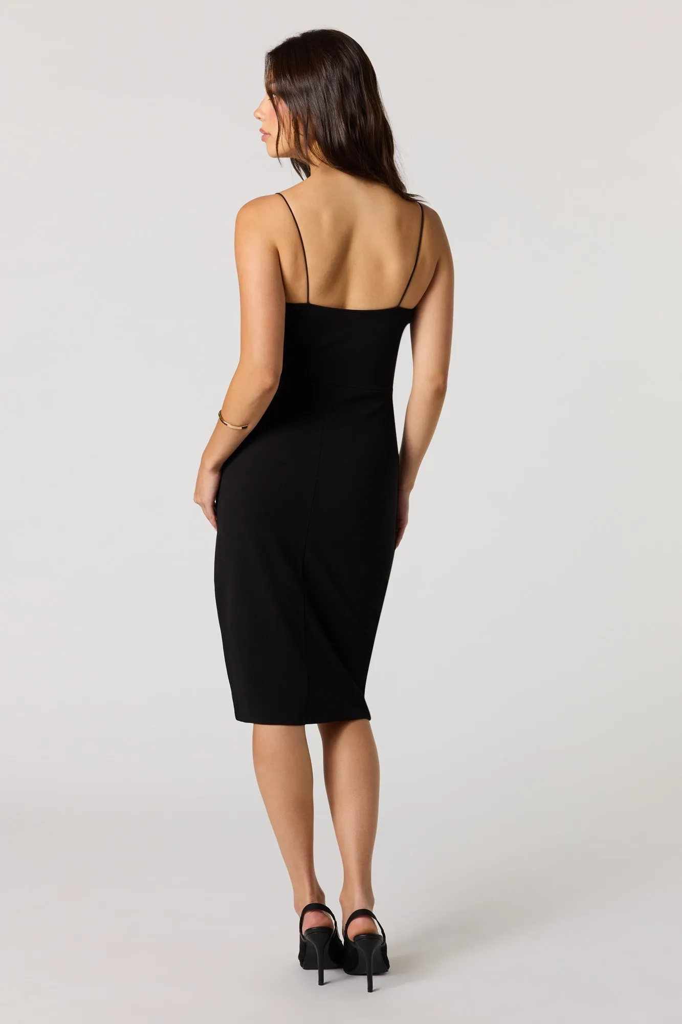 Crepe Fitted Slit Braless Midi Dress sold by Urban Planet product image thumbnail 5