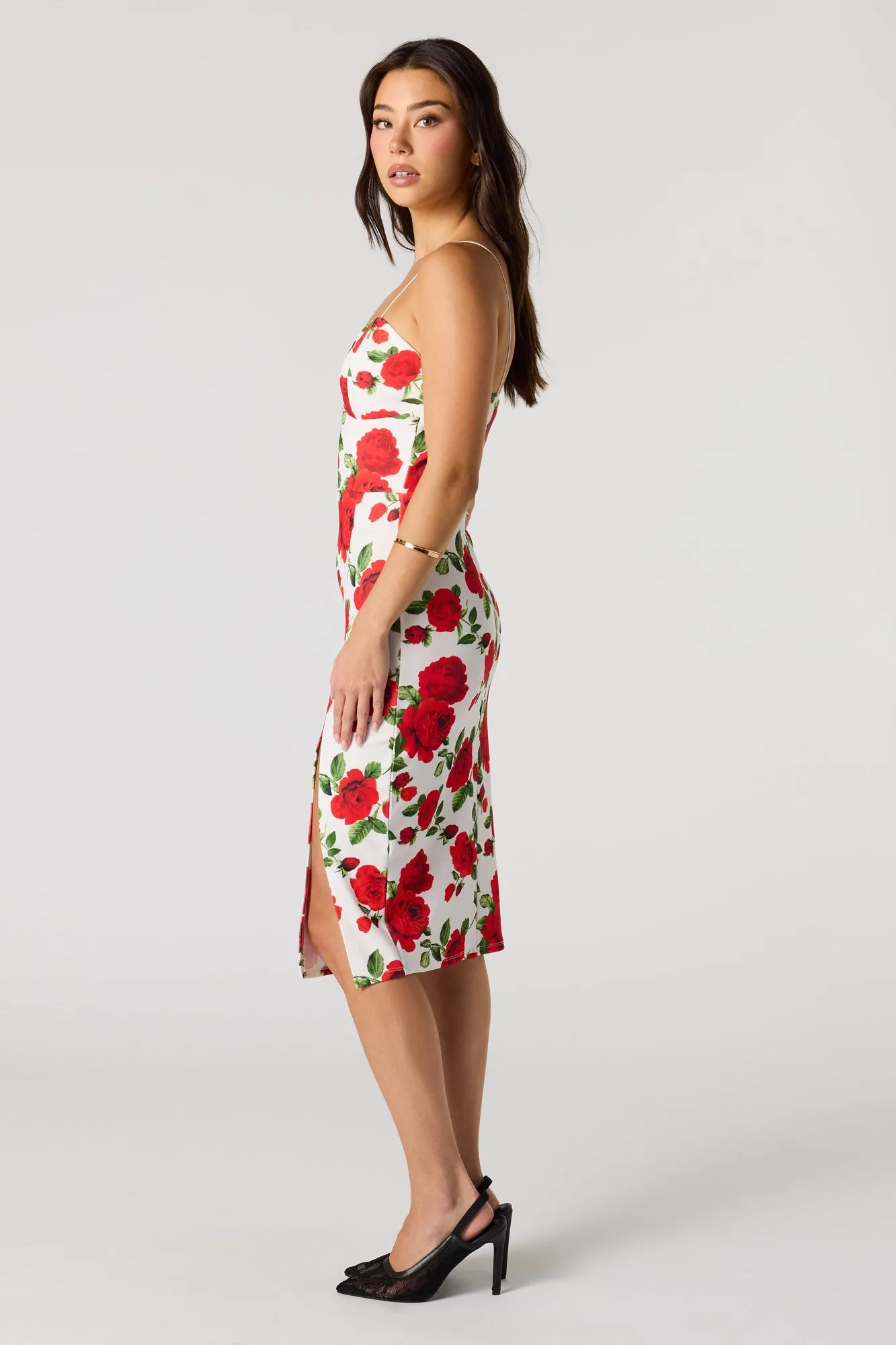 Crepe Fitted Slit Braless Midi Dress sold by Urban Planet product image thumbnail 3