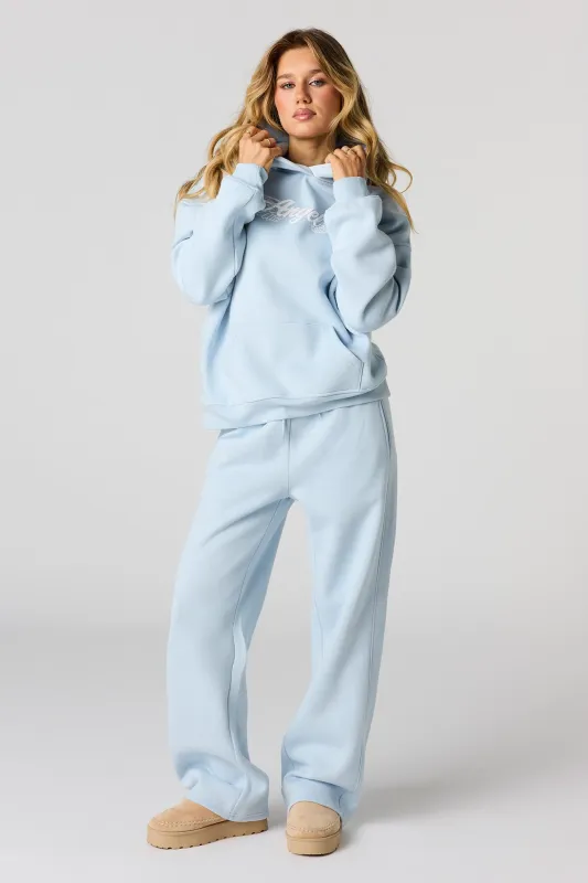 Angel Puff Print Wide Leg Fleece Sweatpant sold by Urban Planet