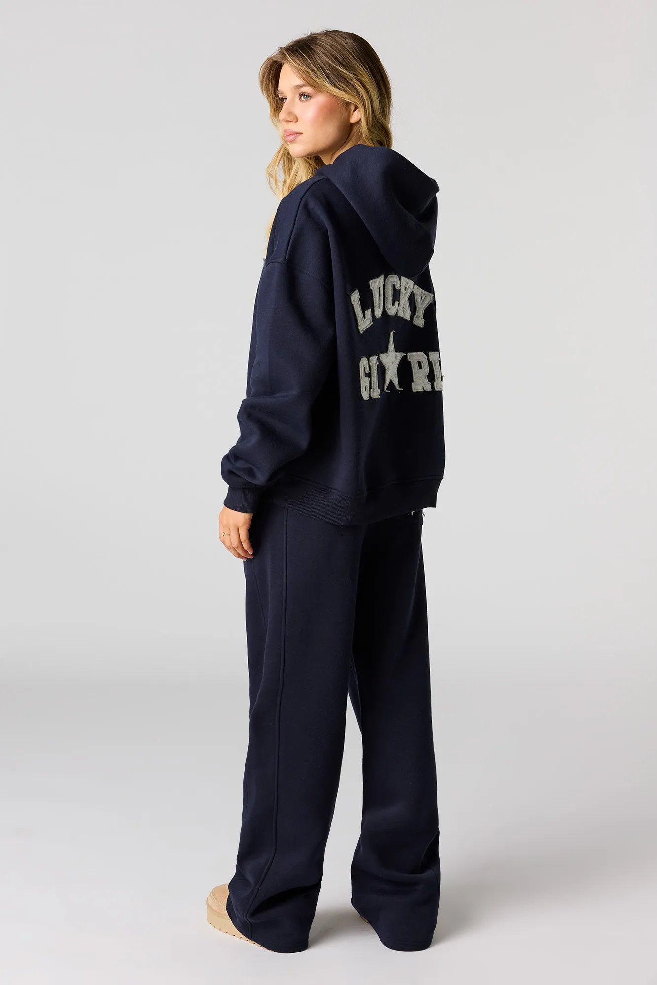 Lucky Star Applique Wide Leg Fleece Sweatpant sold by Urban Planet product image thumbnail 3