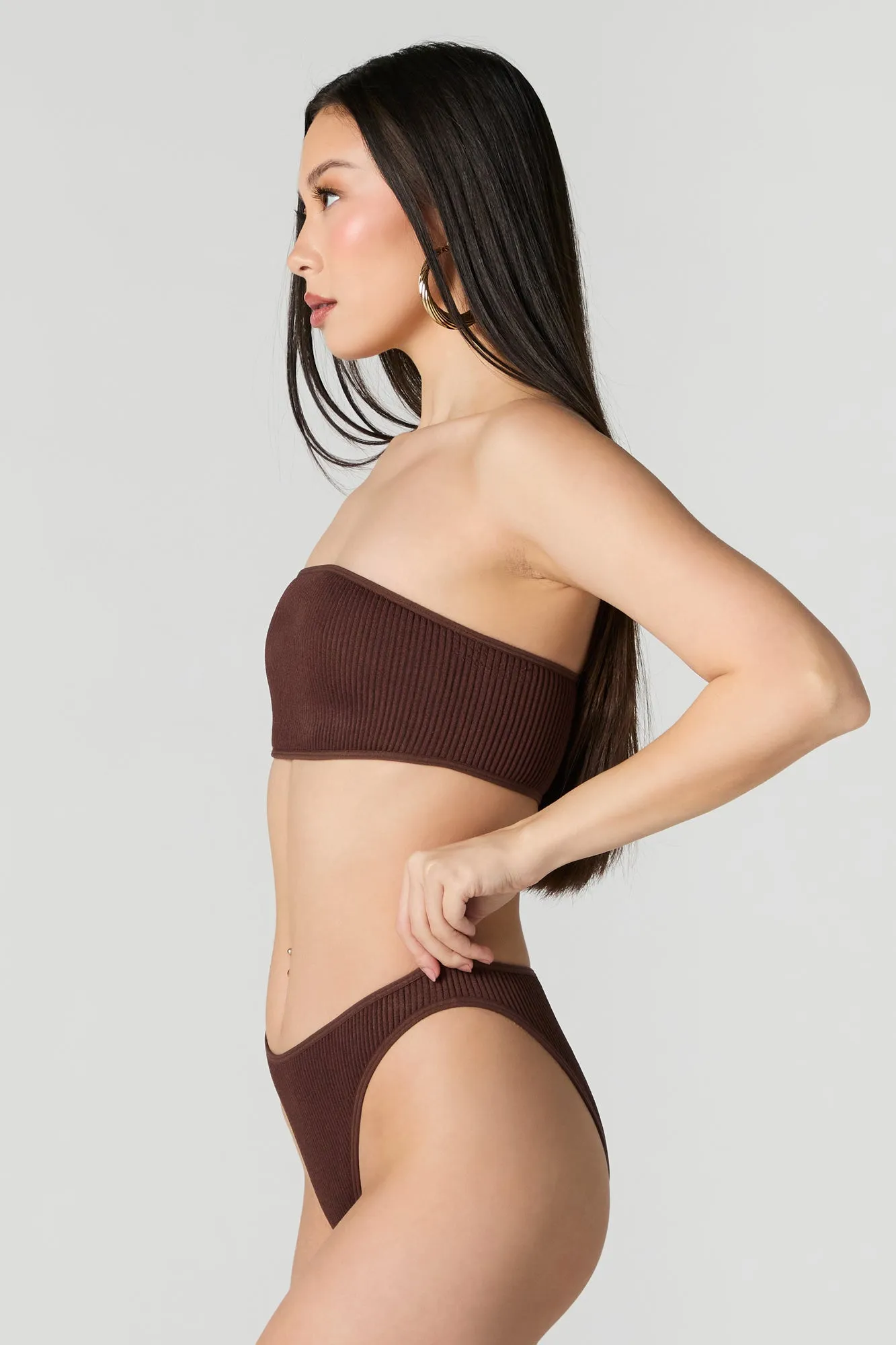 Seamless Ribbed Bandeau Swim Top sold by Urban Planet product image thumbnail 2