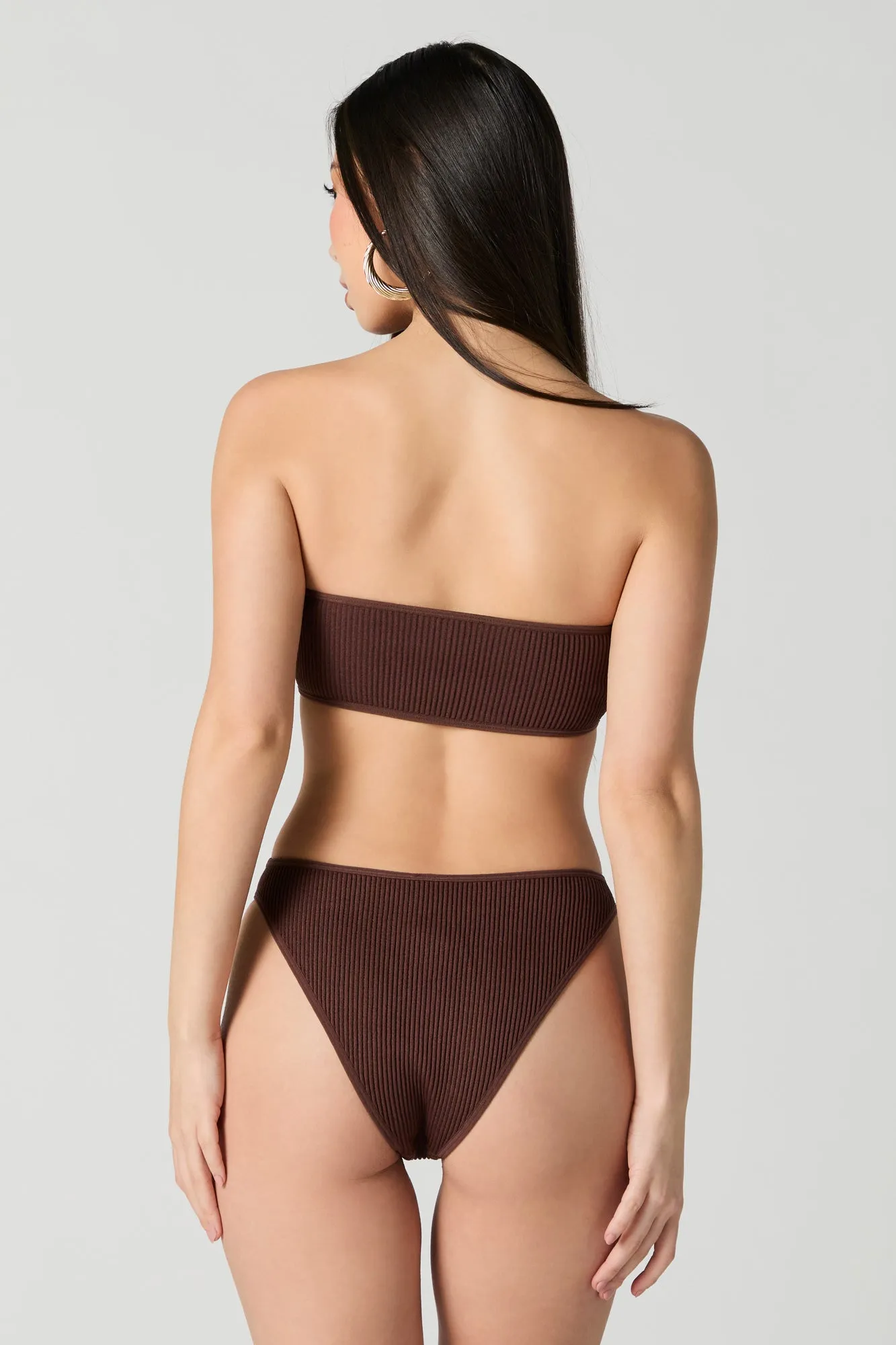 Seamless Ribbed Bandeau Swim Top sold by Urban Planet product image thumbnail 3