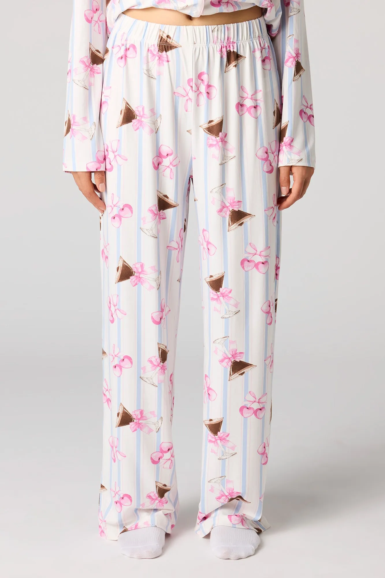 Button-Up Collared Long Sleeve Top & Pant Pajama Set sold by Urban Planet product image thumbnail 3