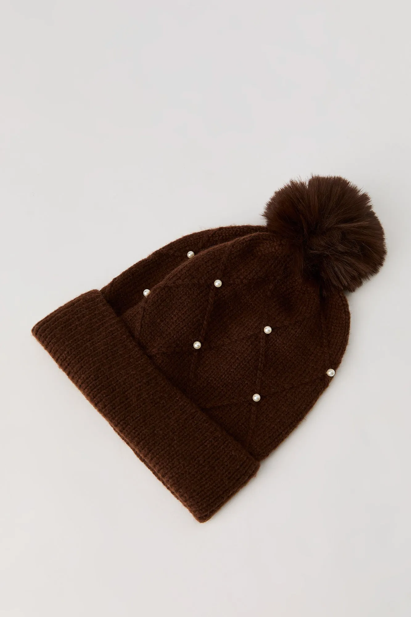 Faux Pearl Diamond Knit Beanie & Gloves Set (3 Pcs) sold by Urban Planet product image thumbnail 5