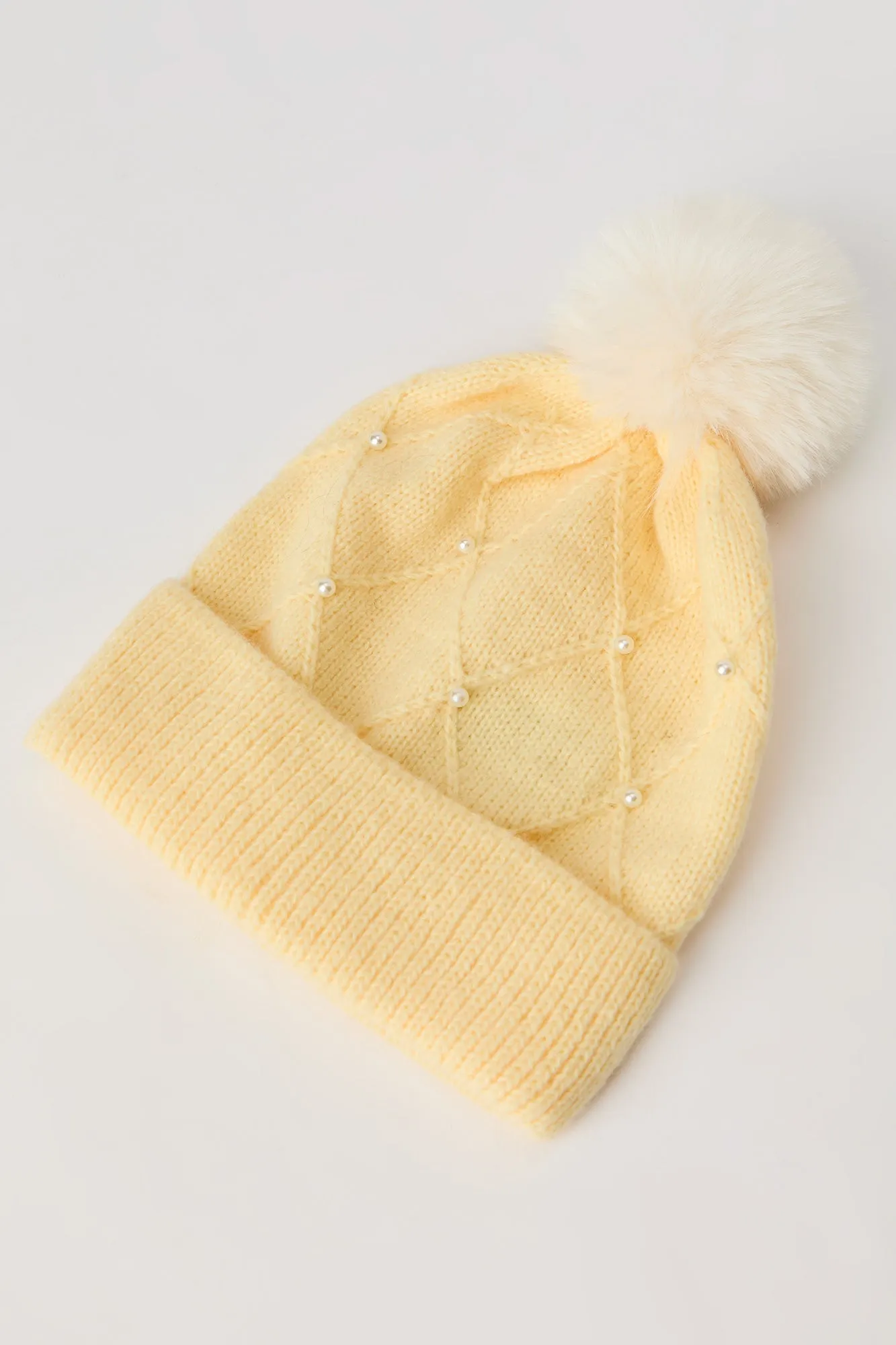 Faux Pearl Diamond Knit Beanie & Gloves Set (3 Pcs) sold by Urban Planet product image thumbnail 2