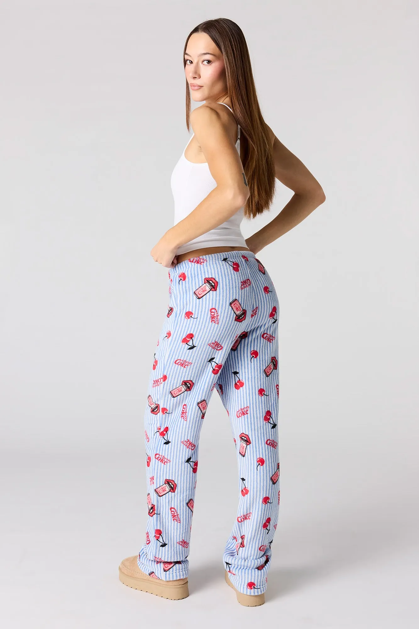 Cherry Coke Print Plush Pajama Pant sold by Urban Planet product image thumbnail 3