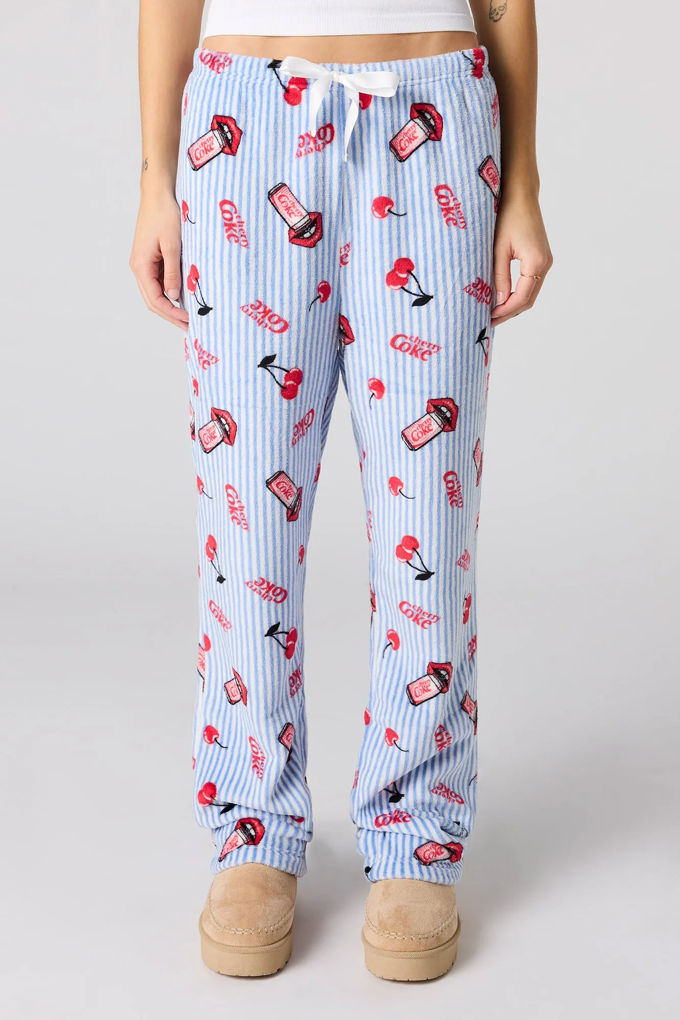 Cherry Coke Print Plush Pajama Pant sold by Urban Planet product image thumbnail 2