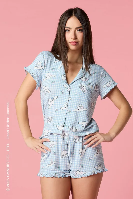 Cinnamoroll™ Ruffle Button-Up Top & Short Pajama Set sold by Urban Planet