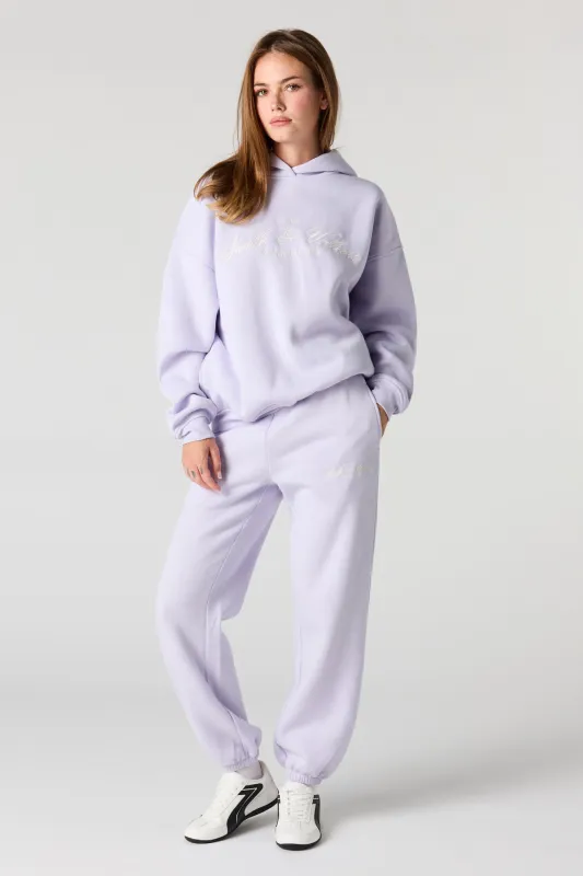 Health & Wellness Embroidered Fleece Jogger sold by Urban Planet