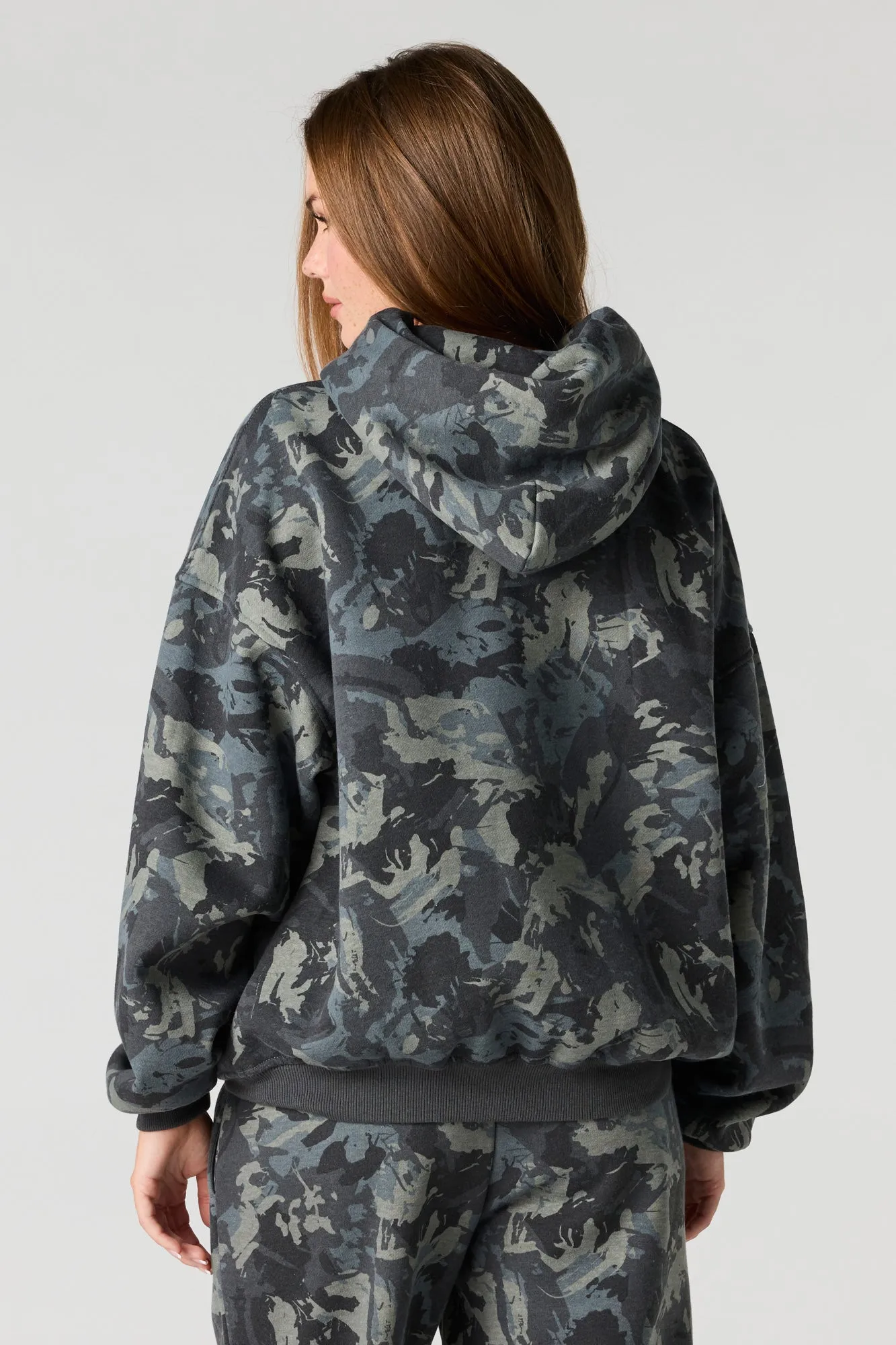 Camo Fleece Boxy Fleece Hoodie sold by Urban Planet product image thumbnail 5