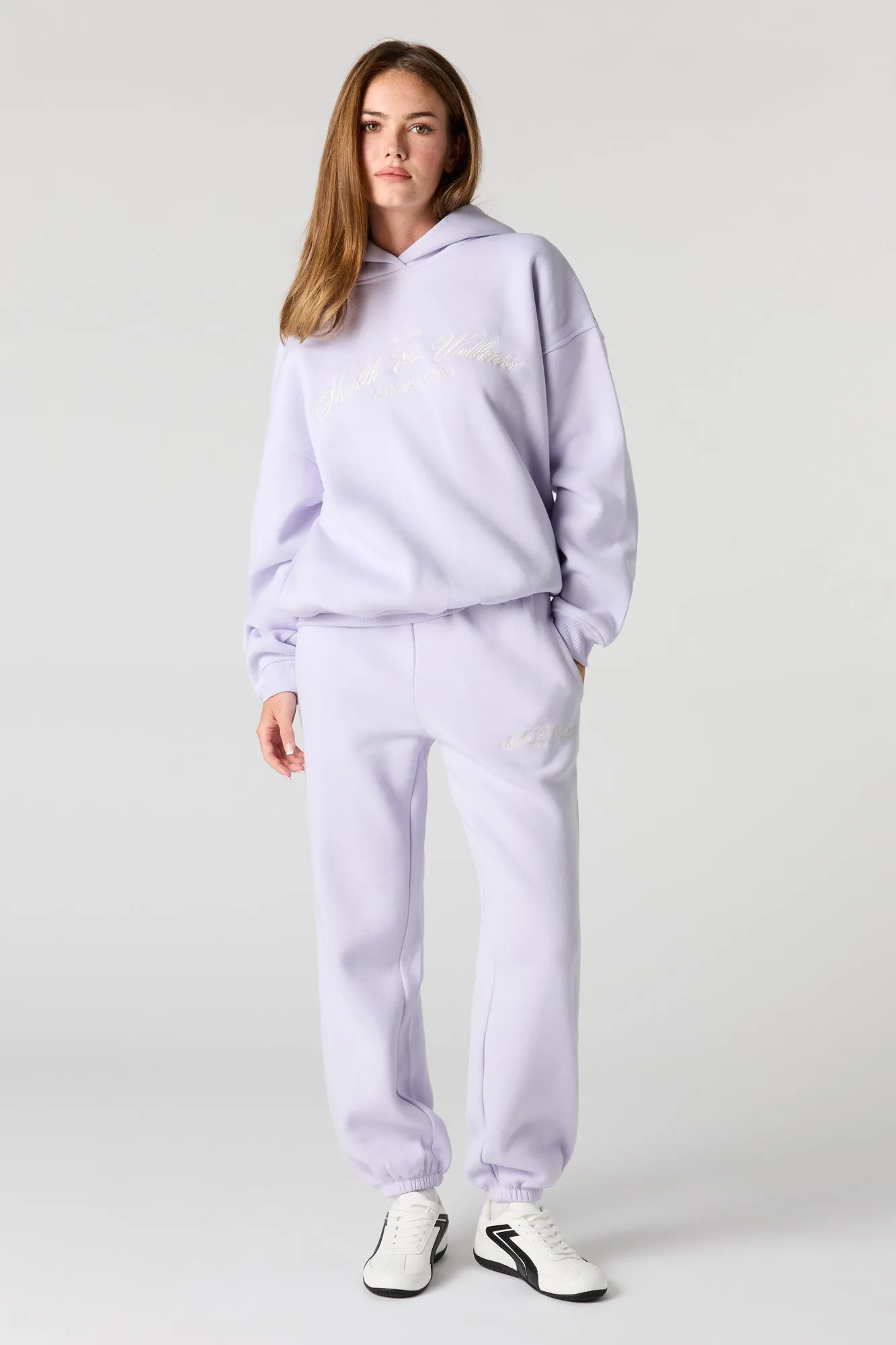 Health & Wellness Embroidered Boxy Fleece Hoodie sold by Urban Planet product image thumbnail 3