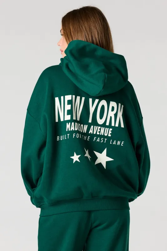 NY HD Print Boxy Fleece Hoodie sold by Urban Planet