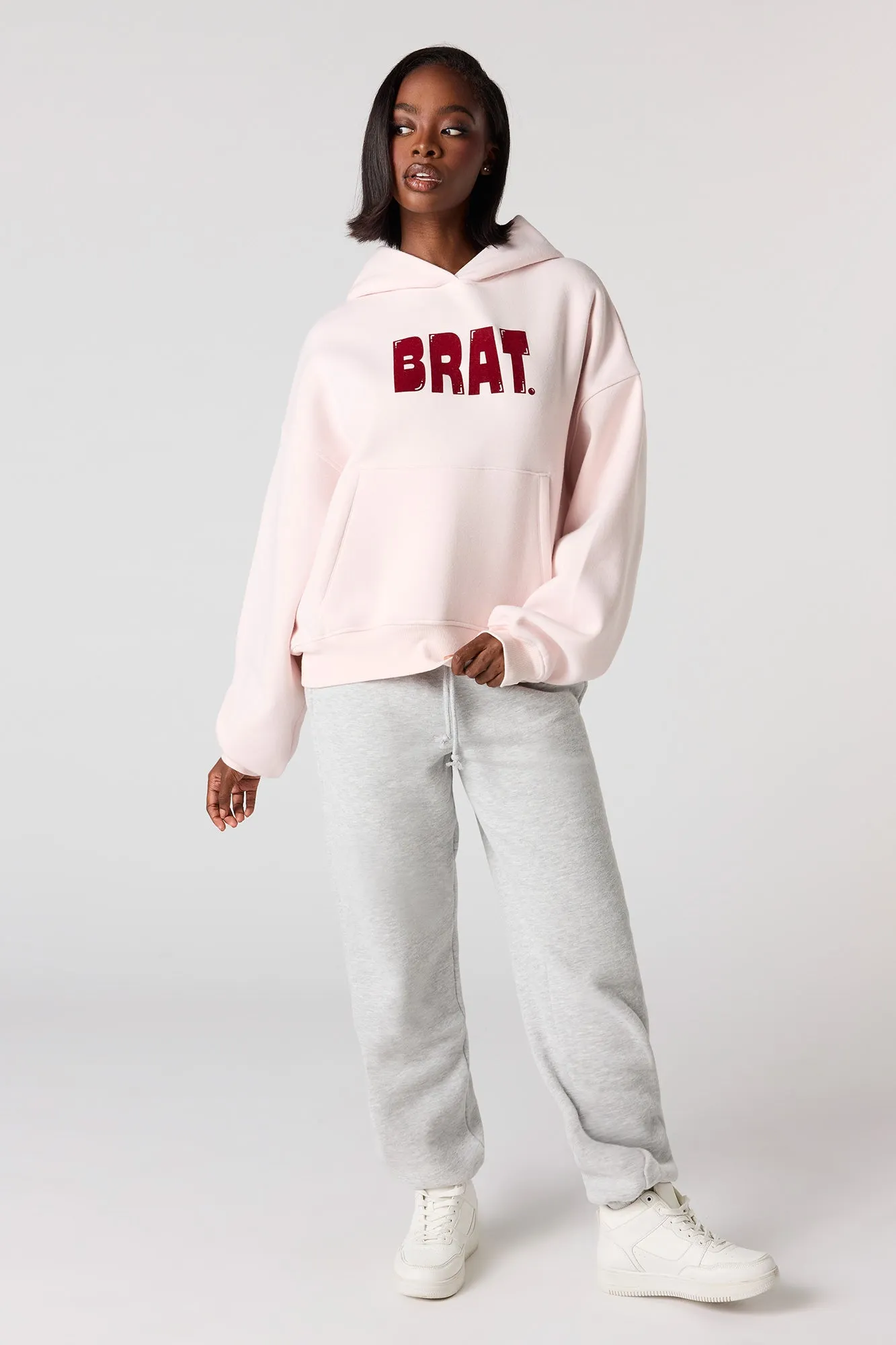 Brat Flock Print Boxy Fleece Hoodie sold by Urban Planet product image thumbnail 3