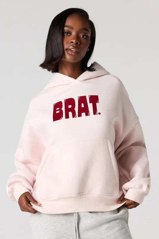 Brat Flock Print Boxy Fleece Hoodie sold by Urban Planet