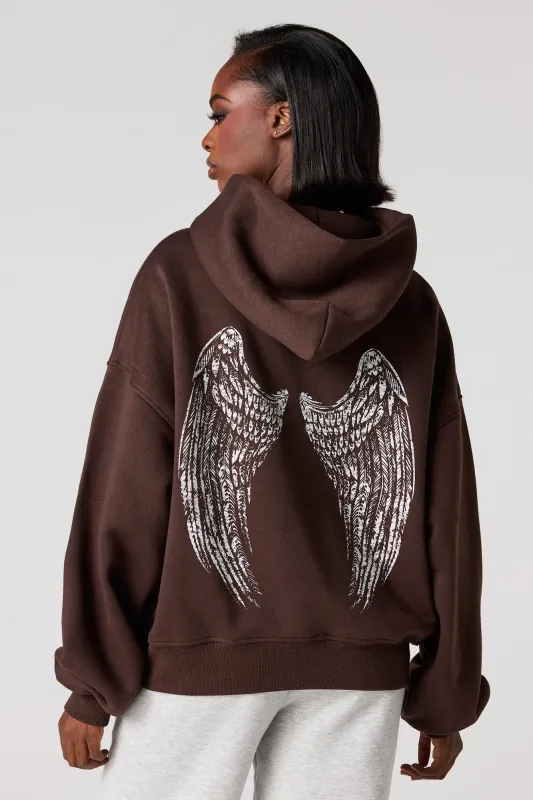 Angel Graphic Boxy Fleece Hoodie sold by Urban Planet